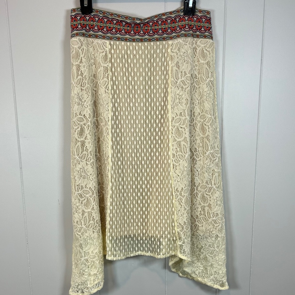 Flying Tomato Lace Asymmetrical Pull On Skirt sz Large Boho Indie Cottagecore